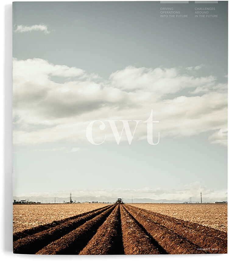 CWT Magazine Issues, image of a farmers field with one straight section plowed