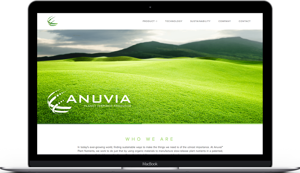 Anuvia Plant Inspired Products, home page of their website