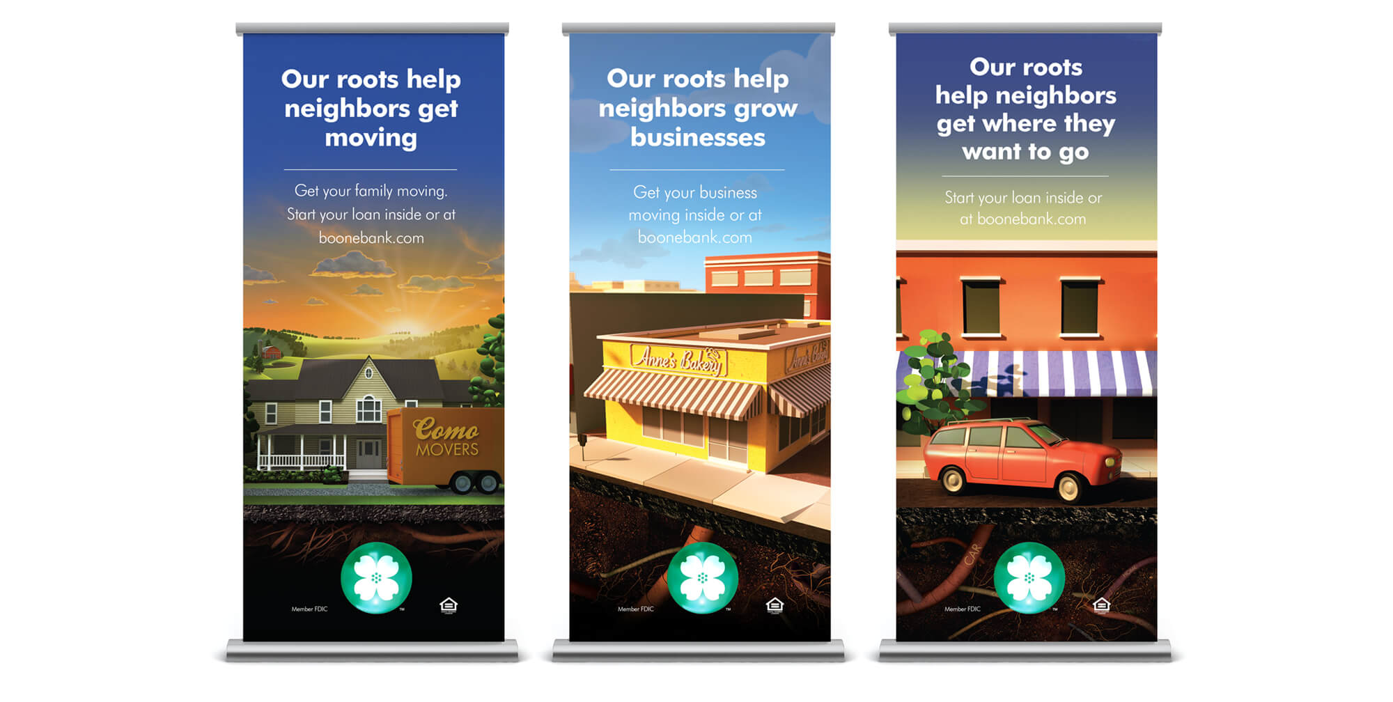 Boone County Bank Roots Campaign retractable banners