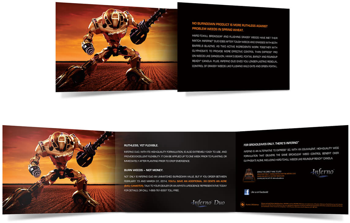 Arysta Lifescience Inferno Duo printed direct mail brochure